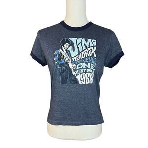 Y2K Jimi Hendrix blue T-shirt retro casual Crewneck vintage 2000s